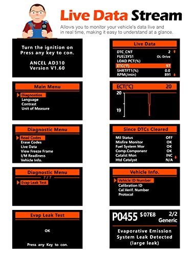 ANCEL AD310 Classic Enhanced Universal OBD II Scanner