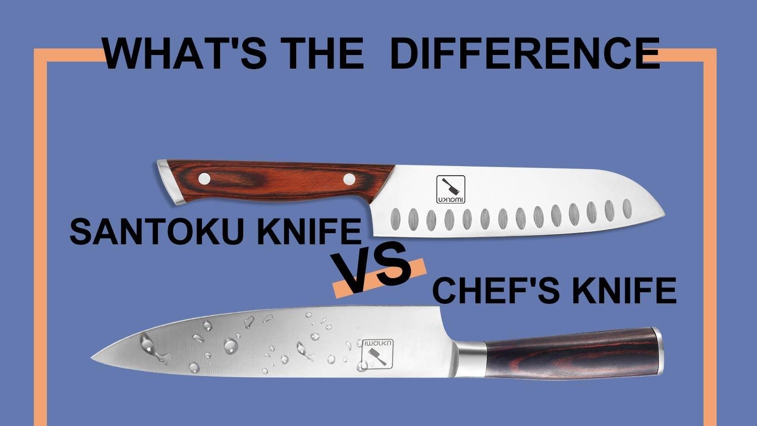 A chef using a proper pinch grip on a santoku knife while preparing vegetables.