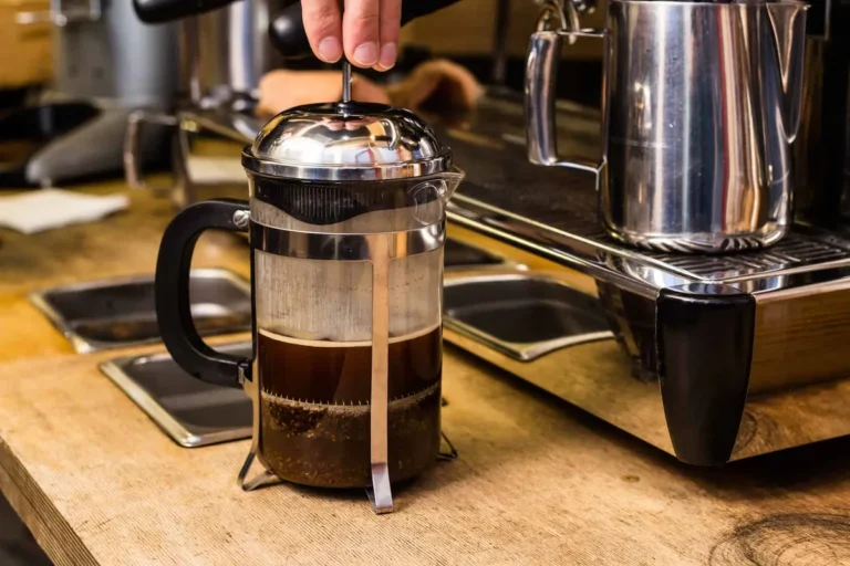French press coffee brewing