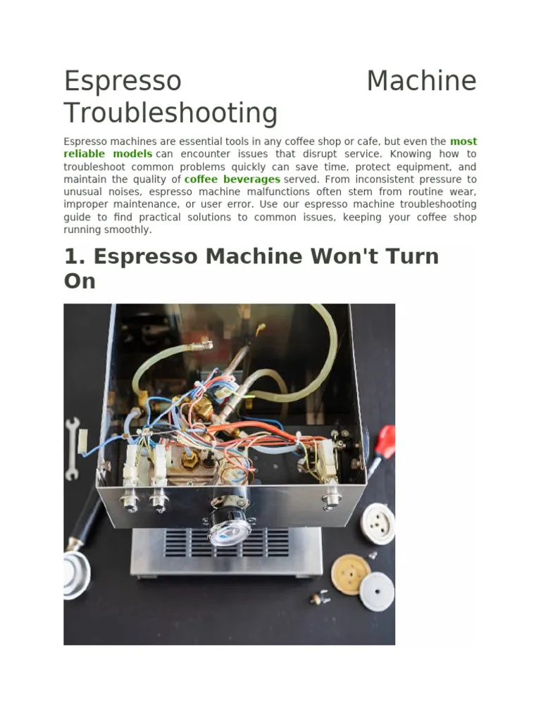 how to troubleshoot an espresso machine